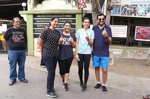 Sanjeev Kapoor with his family was spotted outside polling centre