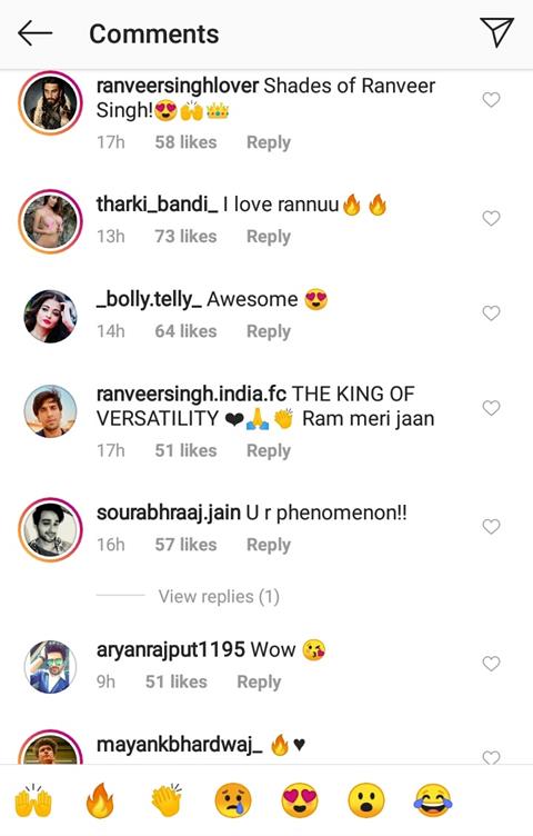 Comments on Ranveer Singh's latest post