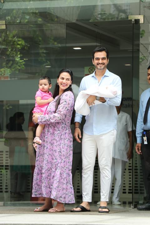 Esha Deol with her newborn baby