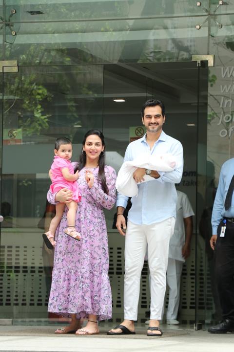 Esha Deol with her newborn baby