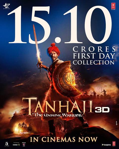 Tanhaji: The Unsung Warrior's Victory at the Box Office, opens at 15.10cr on first Friday