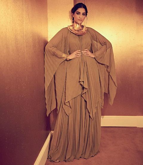 sonam kapoor brown dress