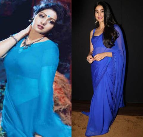 Janhvi kapoor and Sridevi blue saree