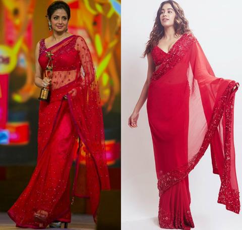 Janhvi kapoor and Sridevi red saree