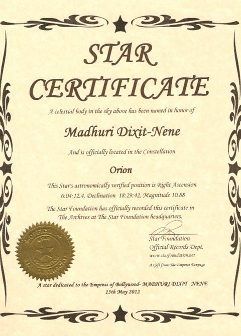 Madhuri Dixit has a Star in the Orion Constellation Named After Her