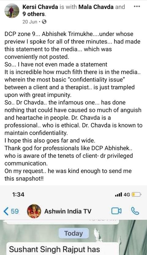 Dr Kersi Chavda Post