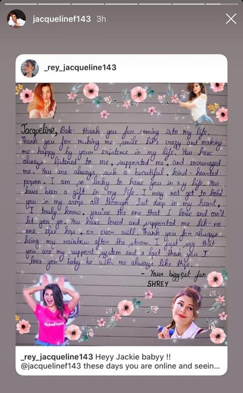 Jacqueline Fernandez letter