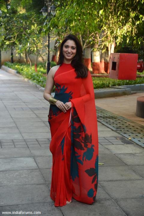 Tamannaah Bhatia looked ethereal in a red saree as she was spotted for a special screening of Babli Bouncer