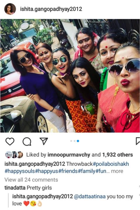 Tina, Ishita and Sreejita with a group of friends