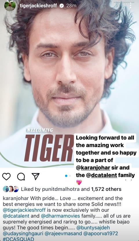 Tiger Shroff's Instagram story 
