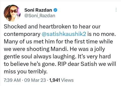 Soni Razdan's tweet