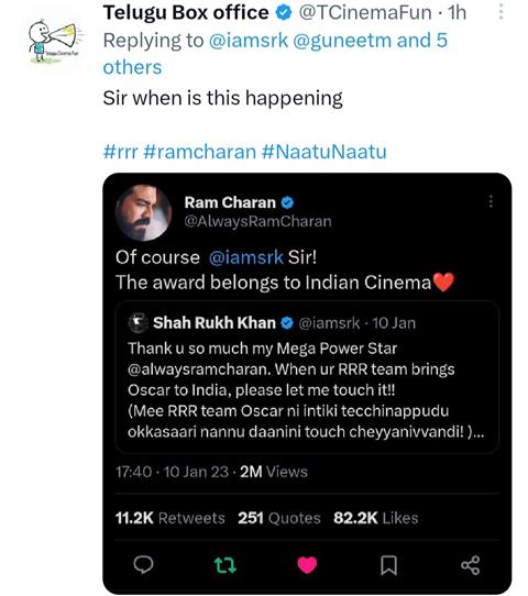 Shah Rukh Khan and Ram Charan's conversation 