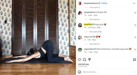 Alia Bhatt's hilarious comment on Deepika Padukone's yoga post creates  buzz- Check Out!