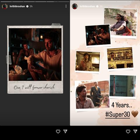 Hrithik Roshan's Instagram story 