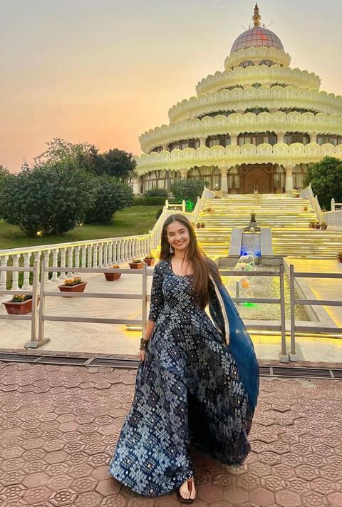 Anushka in a blue kurti set