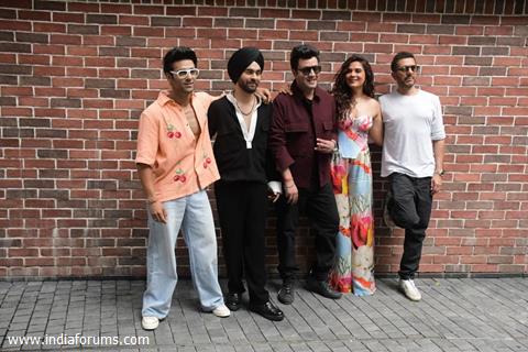 Pulkit Samrat, Varun Sharma, Richa Chadha Manjot Singh and snapped promoting their upcoming film Fukrey 3  