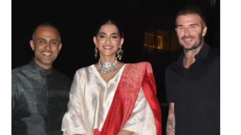 Sonam Kapoor, Anand and David Beckham