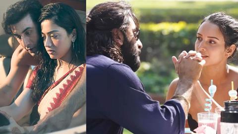 Ranbir Kapoor with Rashmika Mandanna and Tripti Dimri in "Animal"