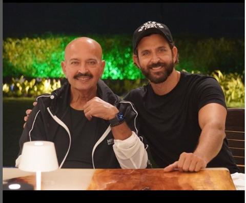 Rakesh Roshan, sharing a delightful moment with his son, posted a picture of the duo twinning in sleek black outfits. 