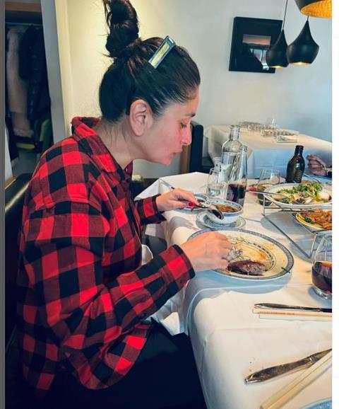 Kareena Kapoor can be seen relishing some scrumptious Chinese cuisine.