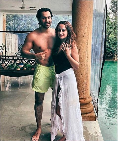 In the heartwarming post, Varun shared a candid snapshot of him and Natasha, both drenched in water beside a pool