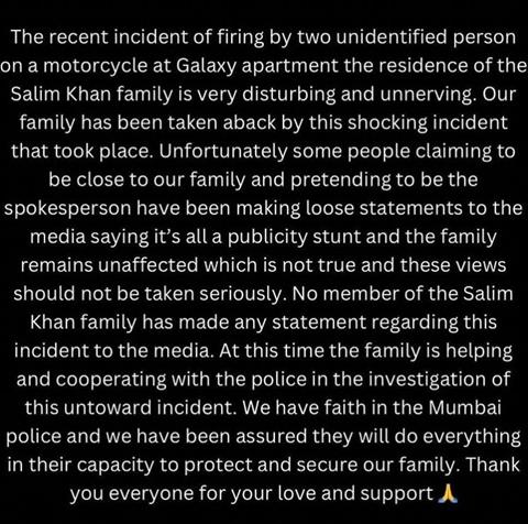 Arbaaz Khan gives official statement: Our family has been taken aback by this shocking incident