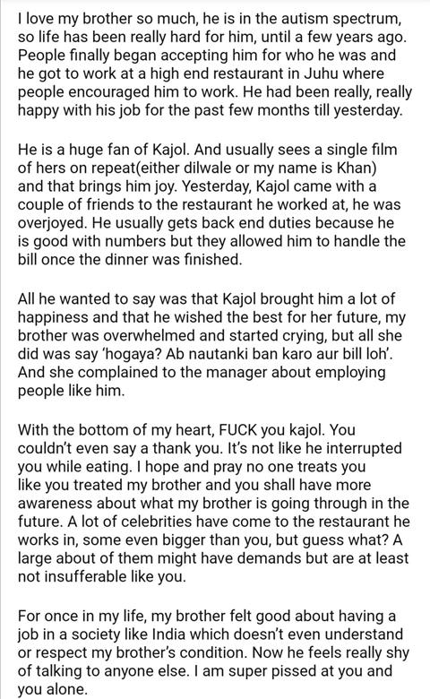 Kajol's disrespectful behaviour with autistic fan upsets nitezens