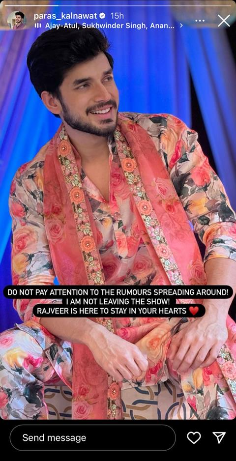 Paras Kalnawat denies reports of exiting Kundali Bhagya by stating, "Rajveer stays in hearts"