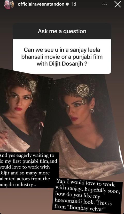 Raveena Tandon hints at dream collaboration with Sanjay Leela Bhansali; Shares her Heeramandi look