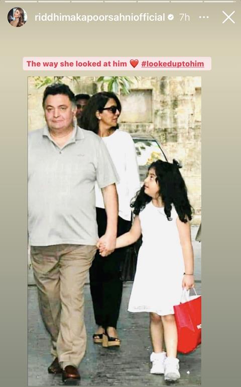 Riddhima Kapoor Sahni posts old pic of dad Rishi Kapoor, mom Neetu, and daughter Samara; her caption wins hea