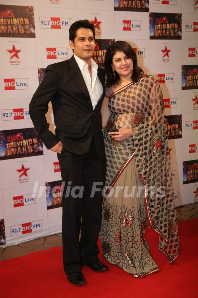 Amar Upadhyay with wife at Big Television Awards at YashRaj Studios Media