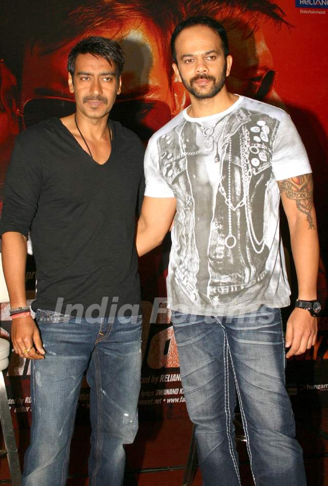 Ajay Devgan and Rohit Shetty at press meet to promote their film &quot;Singham&quot;, in New Delhi