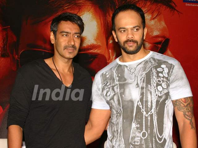 Ajay Devgan and Rohit Shetty at press meet to promote their film &quot;Singham&quot;, in New Delhi