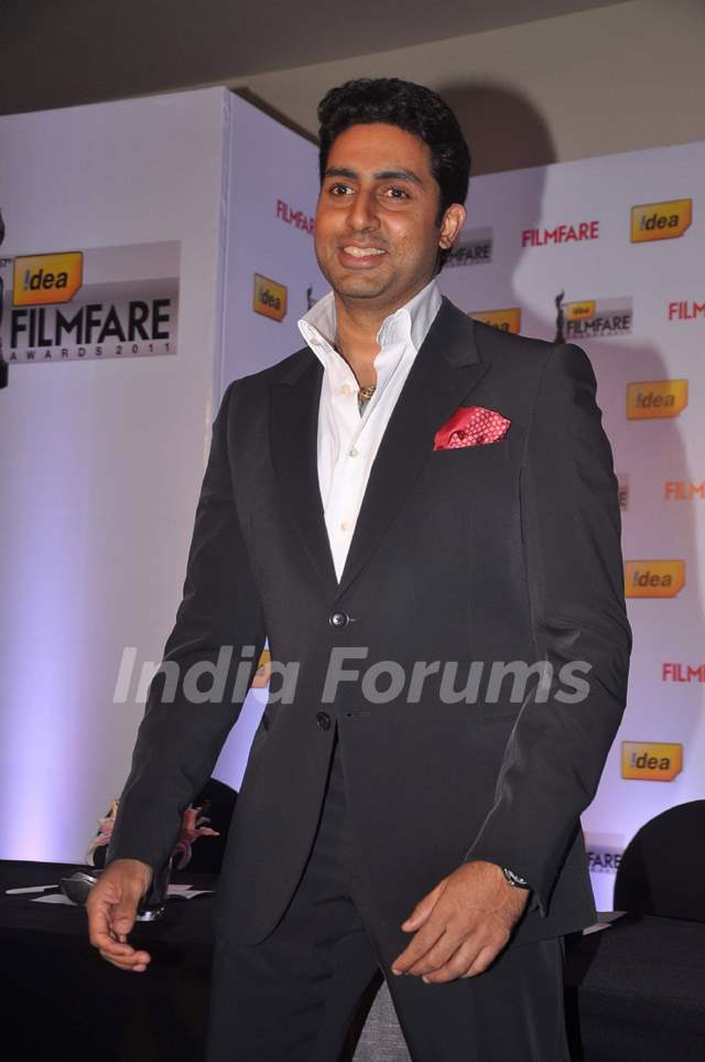 Abhishek Bachchan attends the "57th Idea Filmfare Awards 2011" press conference in Mumbai