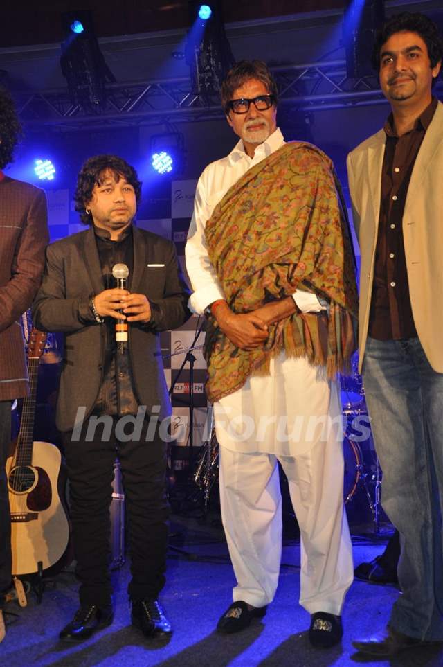 Kailash Kher with Amitabh Bachchan during the release of his new album "Kailasha Rangeele" in Mumbai