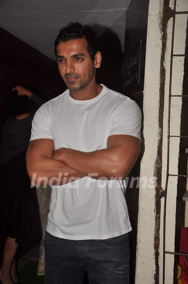 John Abraham at a private screening in Bandra, Mumbai