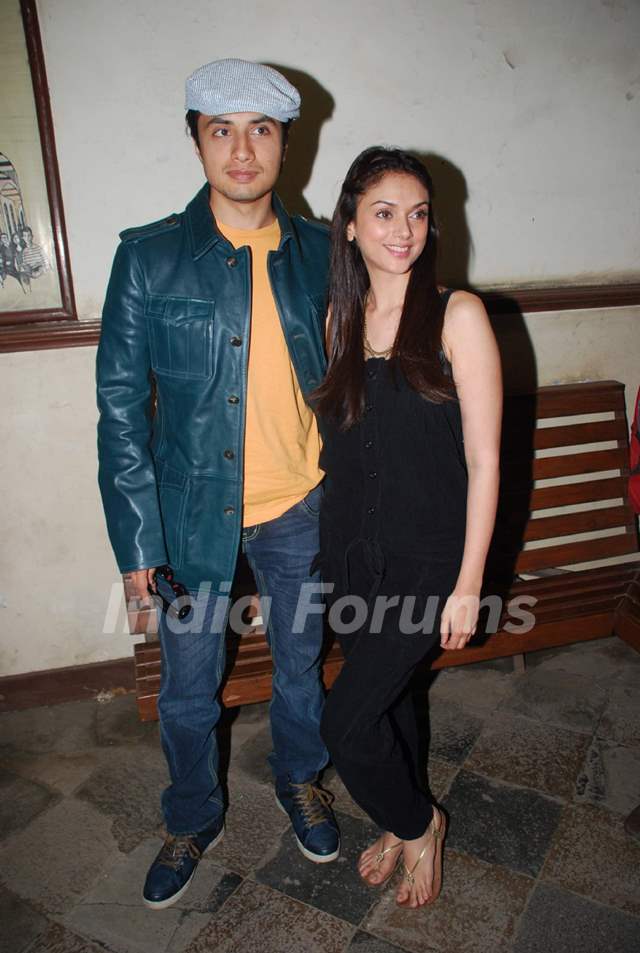 Ali Zafar and Aditi Rao at London Paris New York promotional event at St Xavier's college. .
