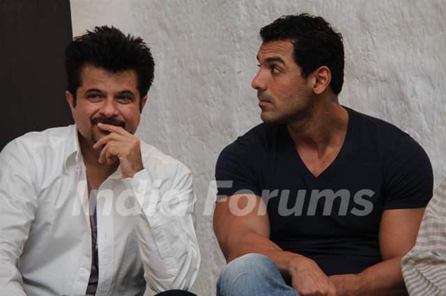 John Abraham & Anil Kapoor at launch book Dongri to Dubai by Hussain Zaidi