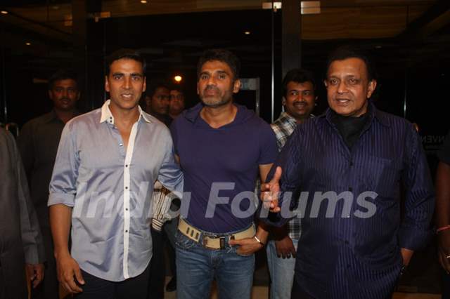 Akshay Kumar Sunil Shetty And Mithun Chakraborty At Film Tukkaa Fitt First Look Launch Media