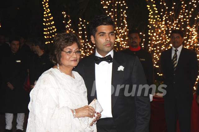 Karan Johar with mother Hiroo Johar at his 40th Birthday Party