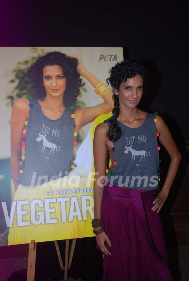 Award-winning actor Poorna Jagannathan appeared in a brand-new ad for PETA in Mumbai. .