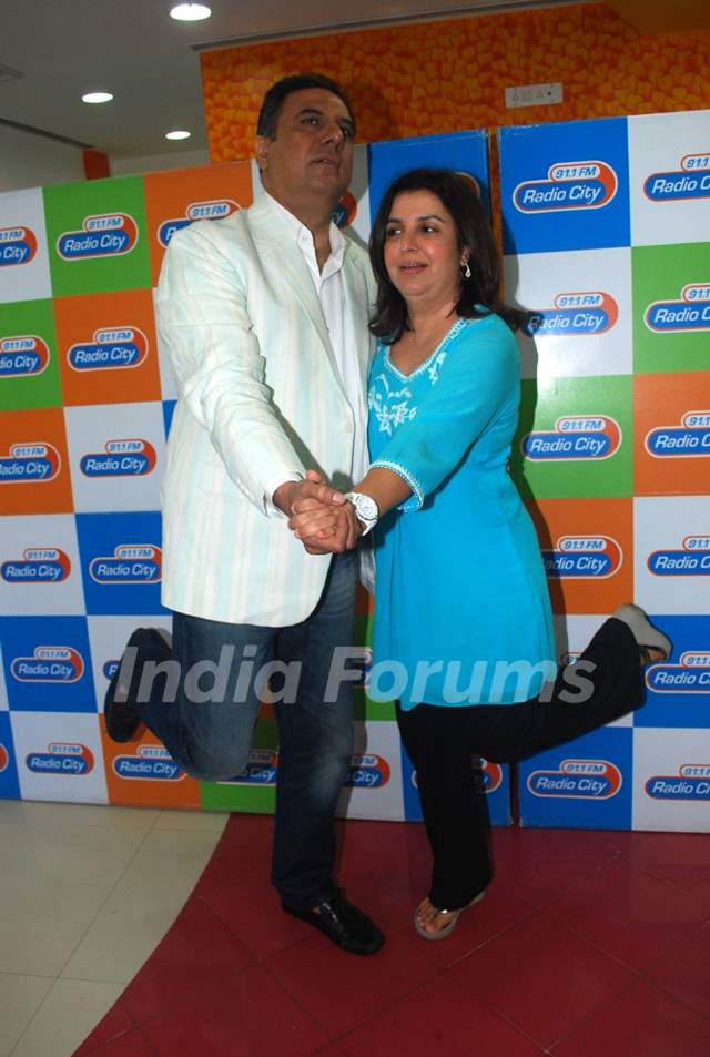 Bollywood actors Farah Khan and Boman Irani promotiing their film 'Shirin Farhad Ki Toh Nikal Padi' at Radio City 91.1FM. .