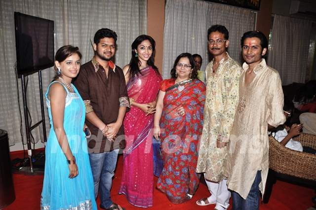 Sneha, Romeer Sen, Mouli Ganguly, Kajal Sen, Krishnendu Sen and Roman Sen on Navami at the DN Nagar Durga Puja in Mumbai.
