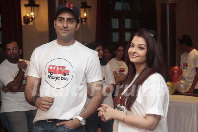 Abhishek Bachchan with wife Aishwarya Rai Bachchan at Magic Bus Children's Day celebrations at the M