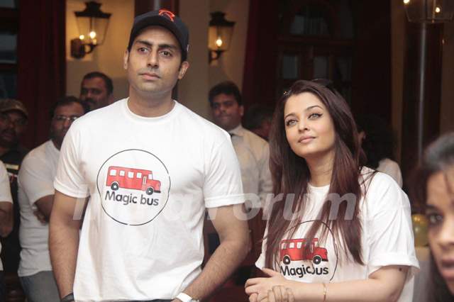 Abhishek Bachchan with wife Aishwarya Rai Bachchan at Magic Bus Children's Day celebrations at the M