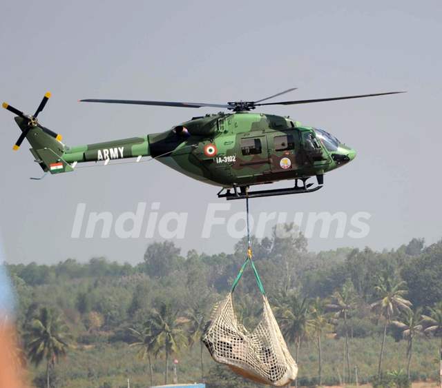 Dhruv Helicopter Display During 9th Edition Of Aero India Show 2013 At