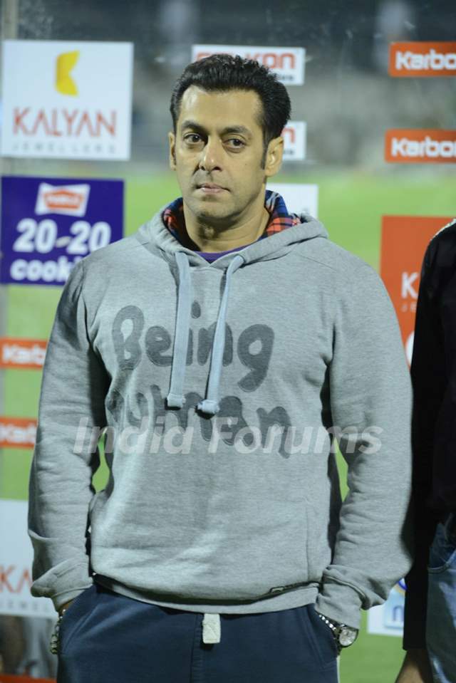 Bollywood actor Salman Khan at a Celebrity Cricket League (CCL) match in Hyderabad.