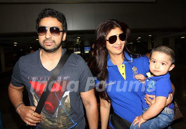 Shilpa Shetty snapped with her family at Mumbai Domestic Airport