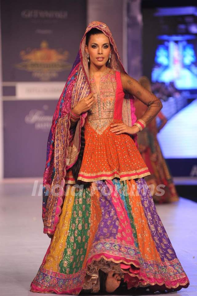 Designer Ritu Kumar during a fashion show at the Rajasthan Fashion Week