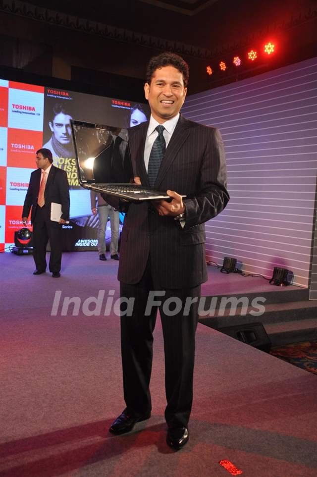 Sachin Tendulkar during the launch of Toshiba 2013